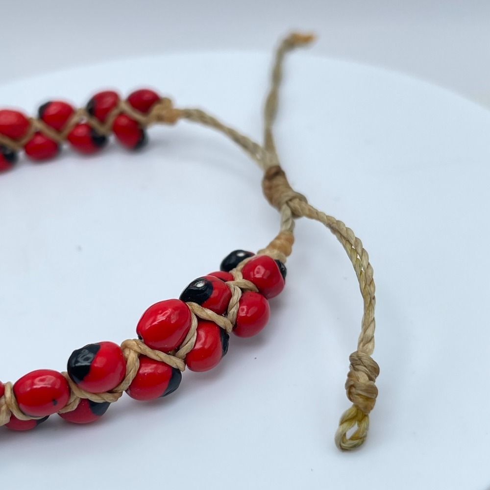 Vintage Y2K Red Black Seed Bead Bracelet Adjustable Macrame Boho Bracelet‎ - Picture 4 of 10